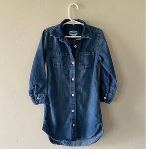 Girls XS (5) Denim Jean Button Down Dress